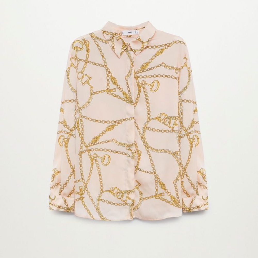 Mango Button-Down with Gold Chain Pattern - Preloved